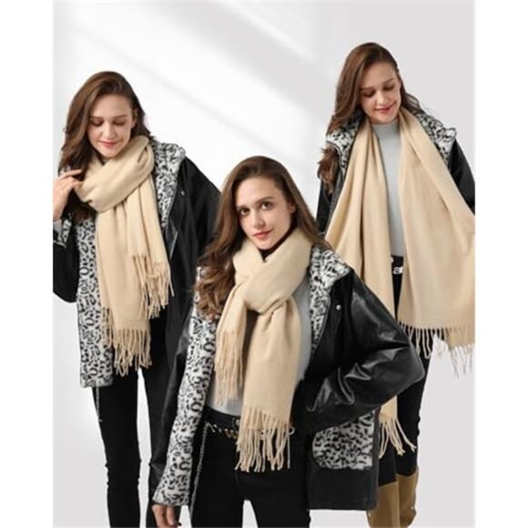 Winter Scarf for Women Soft Wool Cashmere Shawl Wrap Warm Large Cold Weather - Picture 6 of 7